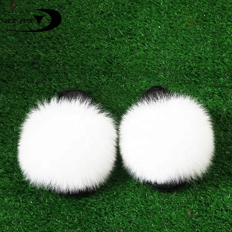Fur Home Slippers For Women Flat Sole Kids Luxury Raccoon Fluffy Cute Flats Beach Real Fox Fur Slippers