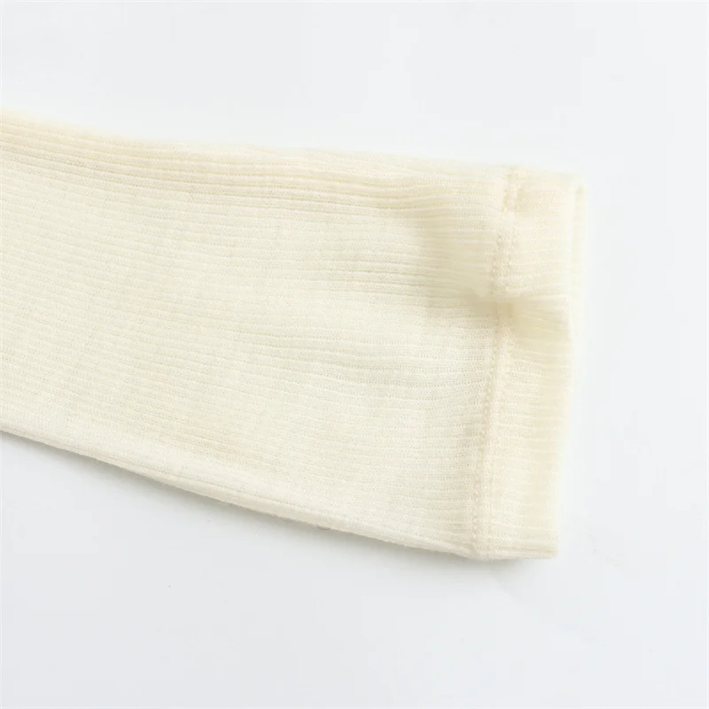 TAOP&ZA white slightly see-through short long-sleeved 2024 thin slim fit pure desire base knitted T-shirt top for women 8779153