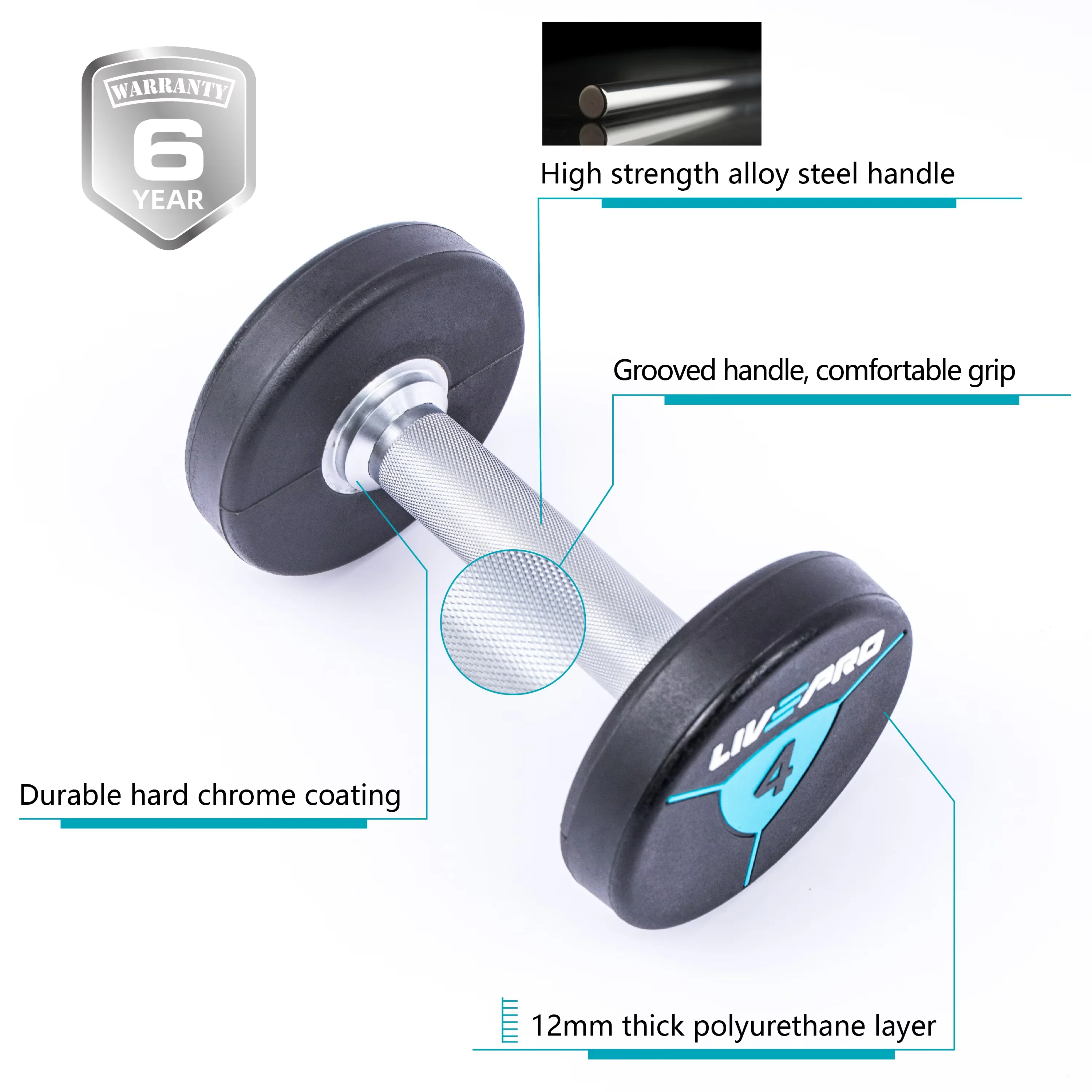 Gym Equipment Urethane Dumbbell Set Free Weights Custom Fixed CPU Dumbbells