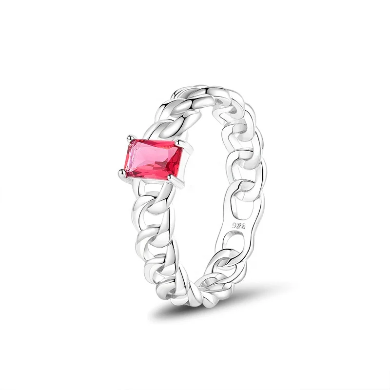 Fashionable Women 925 silver ruby stone ring
