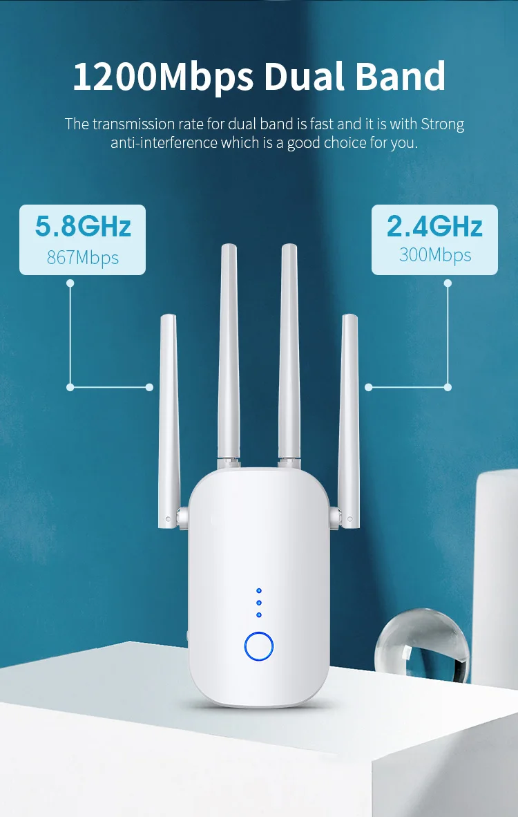 AIWO Wlan Repeater Network Signal Booster Wifi Extender Outdoor Long Range Dual Band Router Wifi