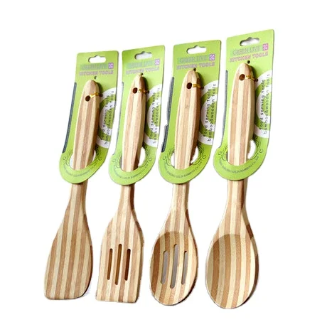 
High end press plate bamboo spoon and high quality spoon set and bamboo tableware set 