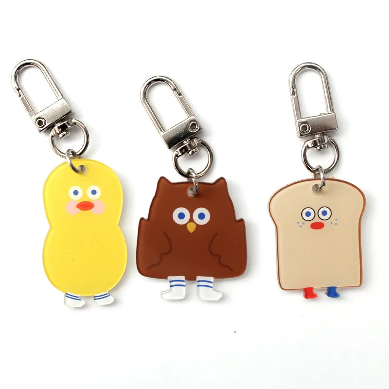 Custom Clear Acrylic  Charms  Owl Duck Cat Chicken Anime Figure Acrylic Key chain