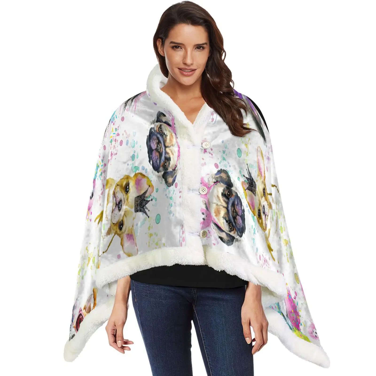 2022 New Design Wearable Sherpa Blanket with Ultra Soft Fleece Lining Warm Cozy Throw Blanket