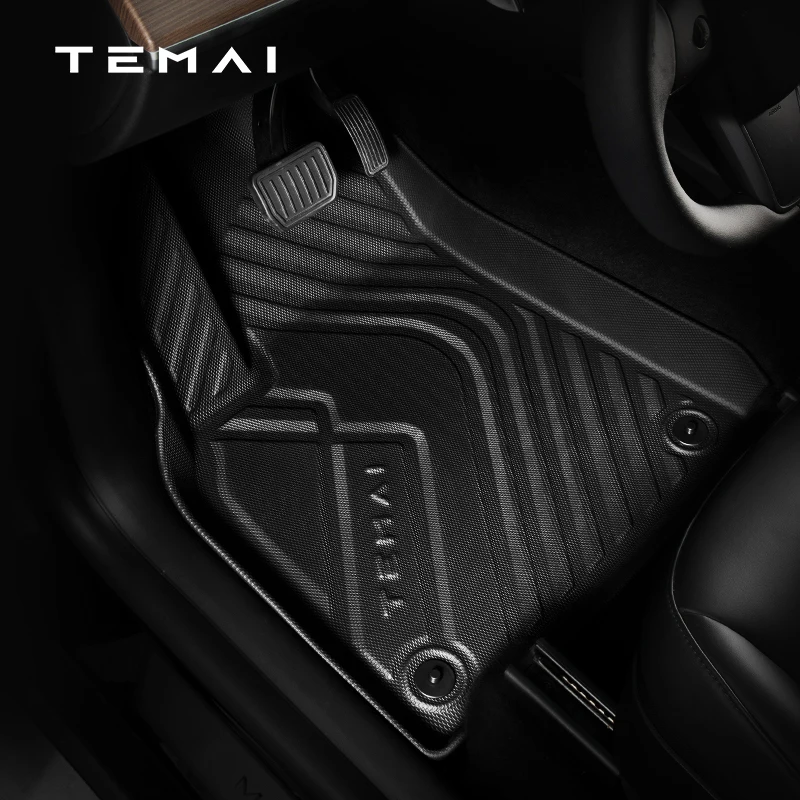 car floor mats foot mats all weather TPE car liner with carpet 7 pieces 3D 5D for Tesla Model Y/3