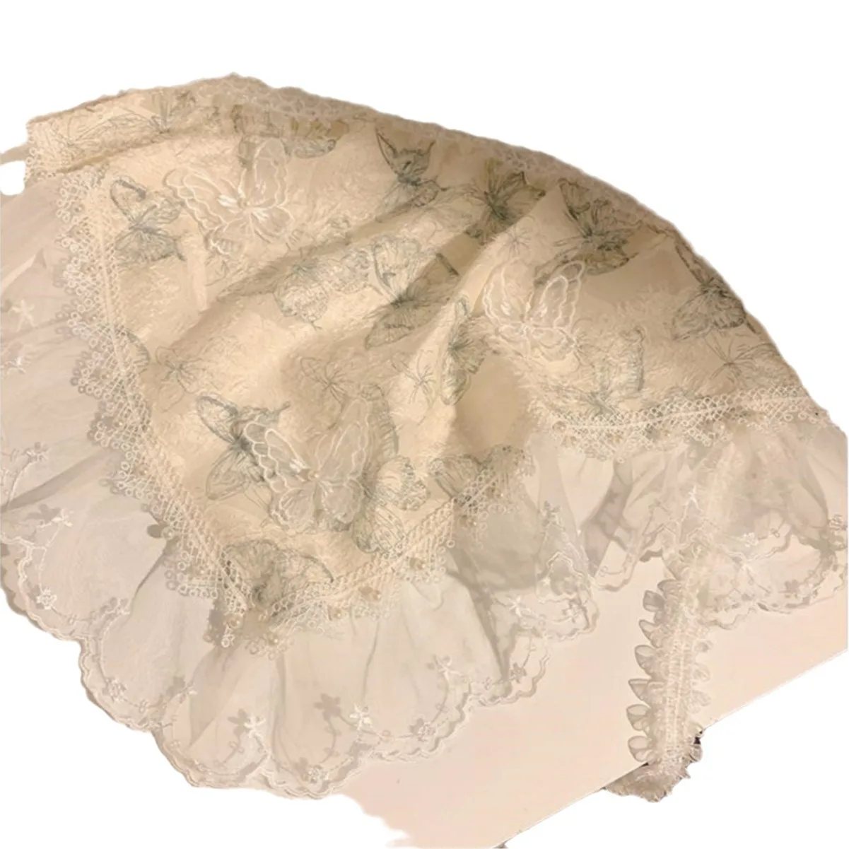 Pearl lace butterfly triangular headscarf women head wear countryside seaside headband