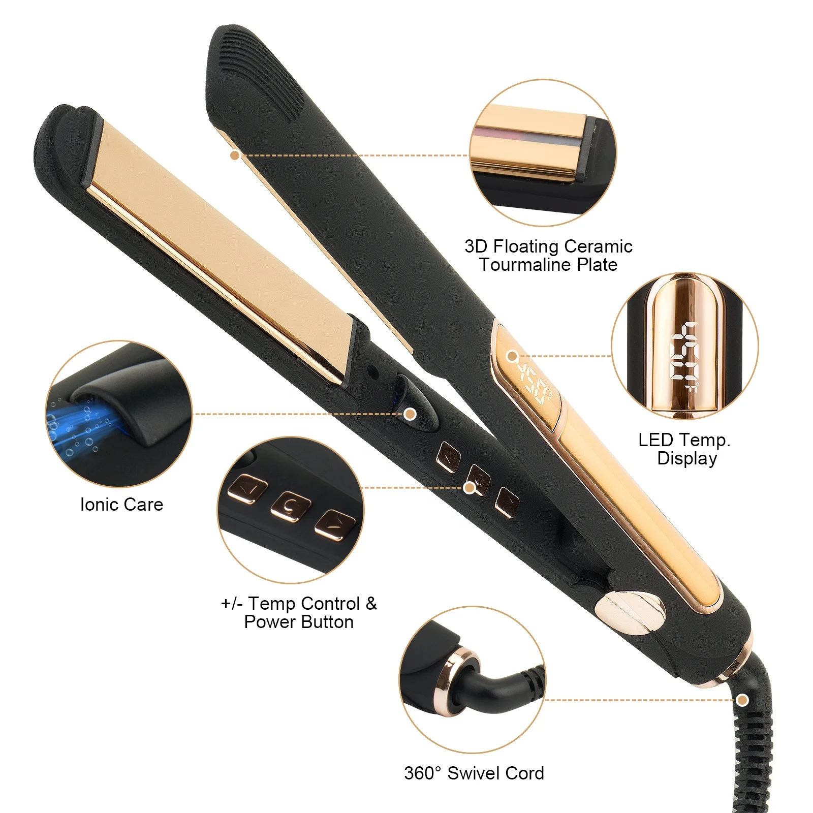 planchas de cabello titanium hair straightener 230C/ 450F far infrared Ionic flat iron