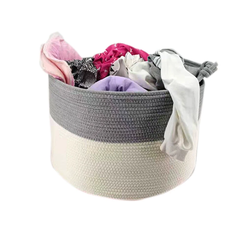 
natural cotton rope woven storage basket laundry basket 
