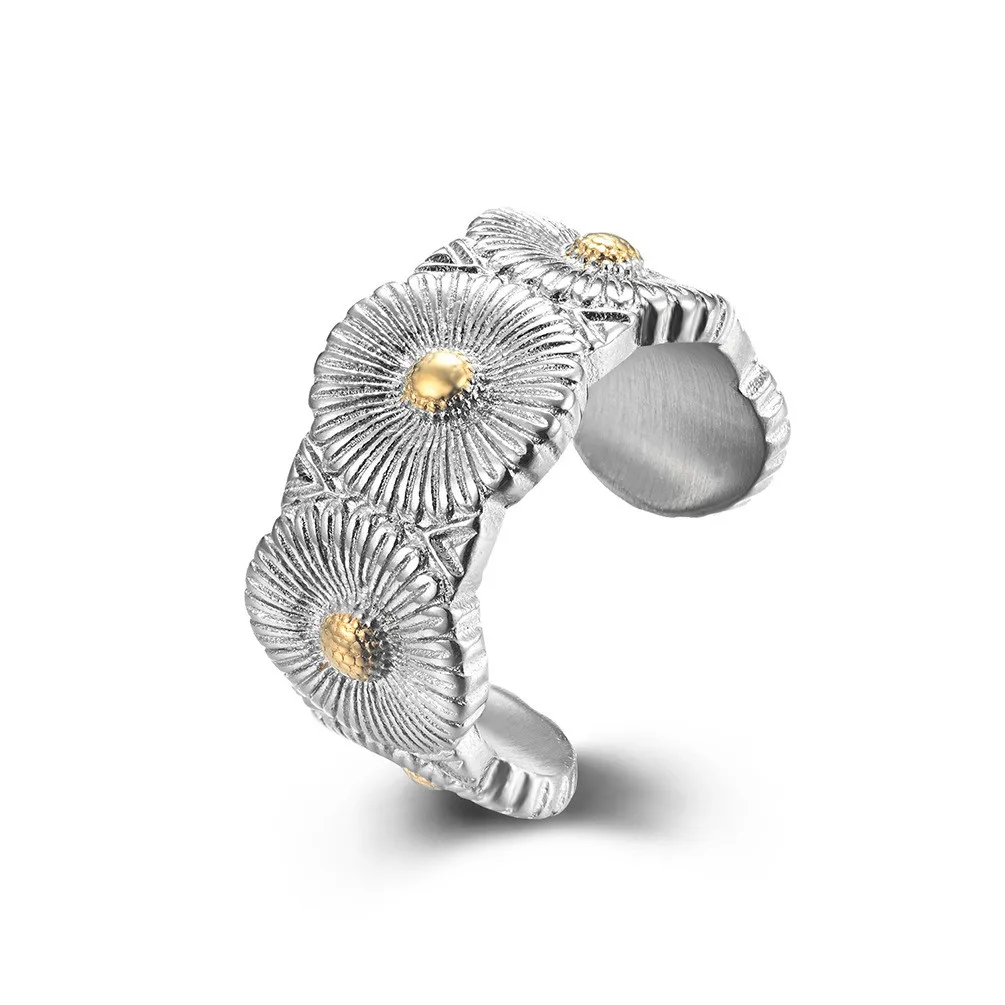Beimai OEM ring Hip-hop Daisy shaped No fading stainless steel Unisex ring