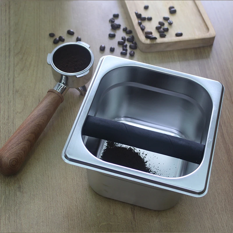 Stainless Steel Coffee Grind Container Coffee Grounds Bucket Espresso Dump Bin Coffee Knock Box