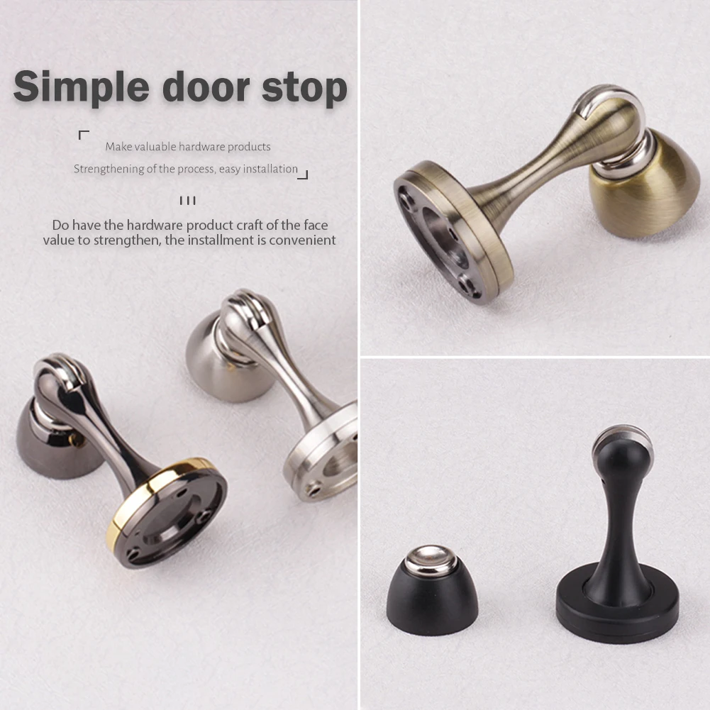 Strong Zinc Alloy Furniture Black BSN Magnetic Door Stopper