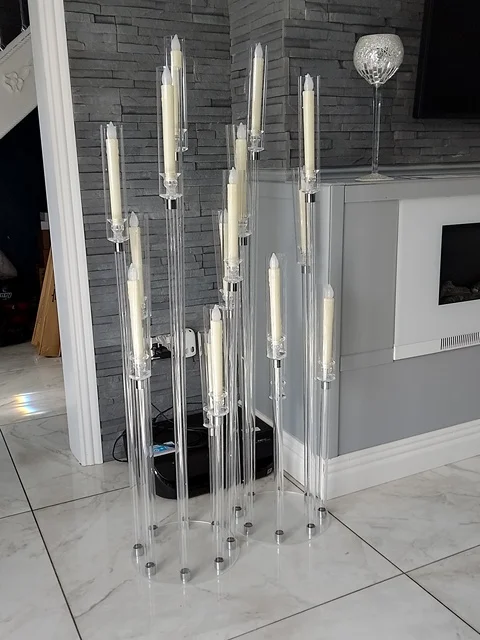 Wholesale 8 arms 128CM tall long stemmed modern candle holders Decor wedding table centerpieces candelabra For Event Party
