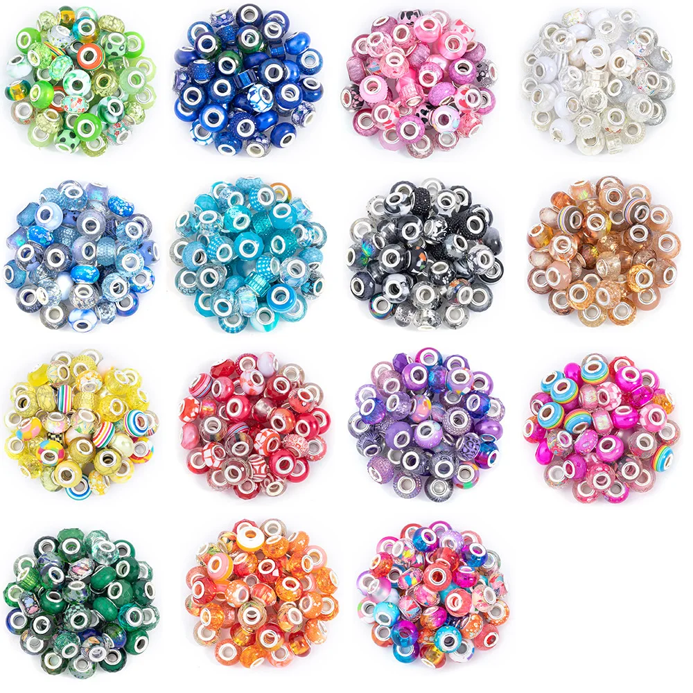Random Mix Large Hole Loose Beads Acrylic Colorful 10pcs/bag Gemstone Neads for Jewelry Making