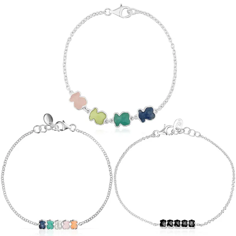 S925 sterling silver bracelet for girls special-interest design high-grade cute bear clavicle chain hand jewelry Touses