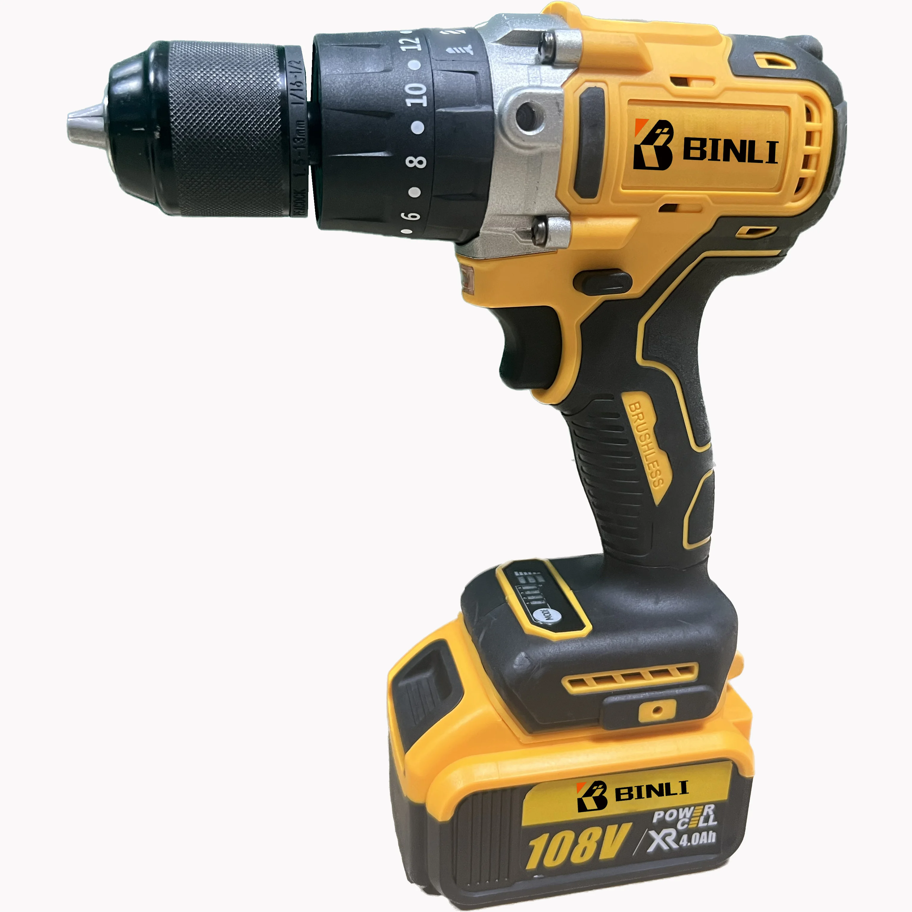 21V 13mm Lithium Brushless Heavy Quality Battery Cordless Electric Impact Cordless Drill Steel chuck Larger Motor