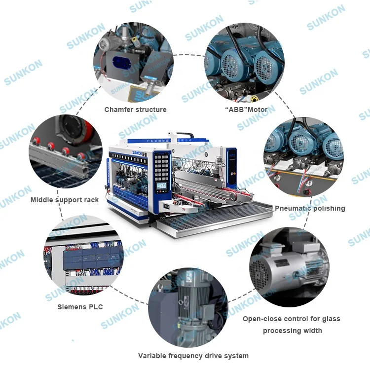 CGSZ2242 22 моторная машина для шлифовки и полировки стекла с двойной кромкой, Китай, высокоскоростная и интеллектуальная машина для полировки стекла