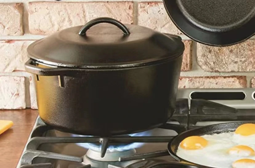 New Arrival 26cm Cast Iron Camping Outdoor Picnic Stew Pot Dutch Oven Uncoated Stew Soup Pot Black for cooking