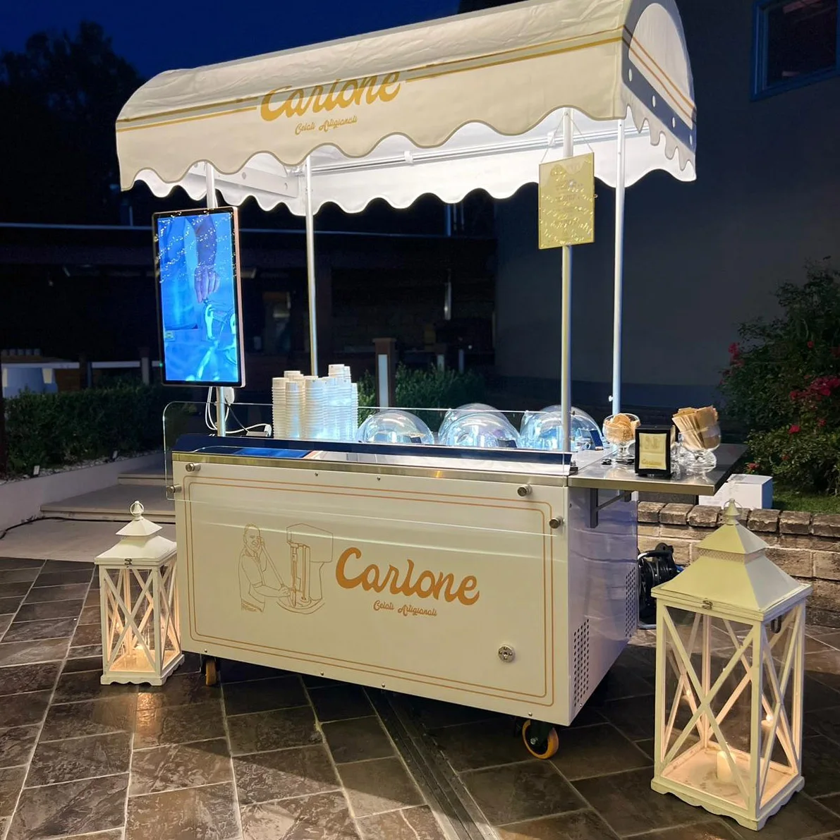 All in one professional batch freezer ice cream gelato maker Mobile Food Cart Miles Galaxy Pro V4 Cart Show Case Gelato Pozzetti