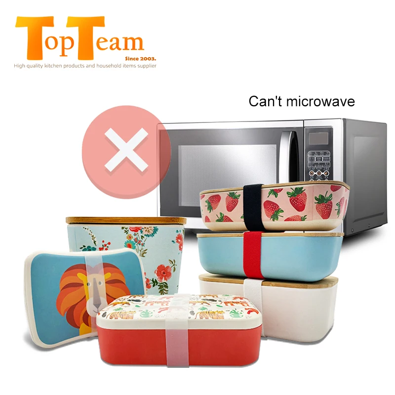 Bamboo Fiber Melamine Eco-friendly Take Away Food Containers Food Meal Prep Storage Container with Lid