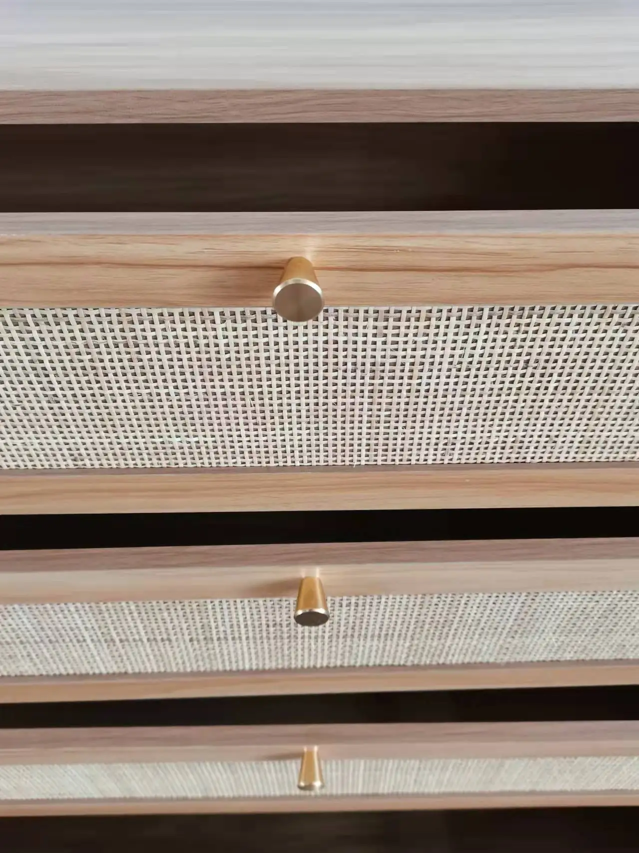 Rattan Three-Dimensional Movable Storage Cabinet Suitable For Living Room Study Solid Wood Foot Storage Four Door Lockers