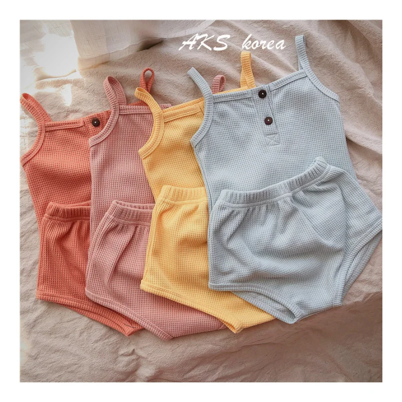 Ms-56 Infant Newborn Baby Girl Clothes Set Summer Tank Top+Shorts 2 Piece Wholesale Girls Clothes 6 to 12 Months 1 to 3 Years