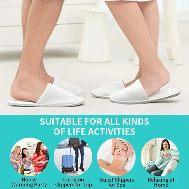 Customized colors guest slippers wholesale white cotton bulk eco friendly luxury disposable hotel slippers for women with logo