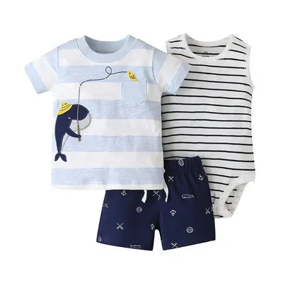 6 to 24 months shorts shirt romper 3pcs clothes summer baby boy clothing sets