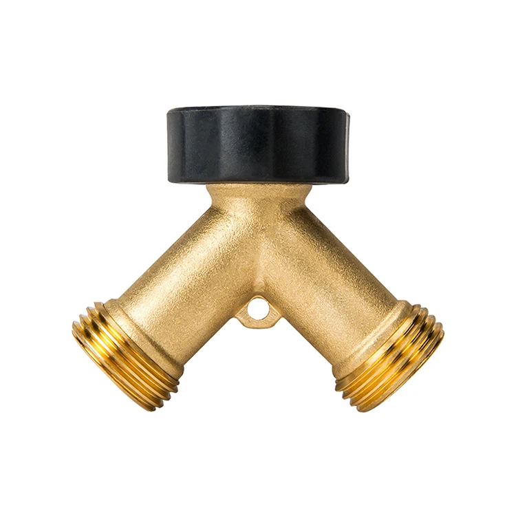 Garden Hose Splitter 2 Way Heavy Duty Connector Brass Garden Hose Adapter  Y shaped hose connector