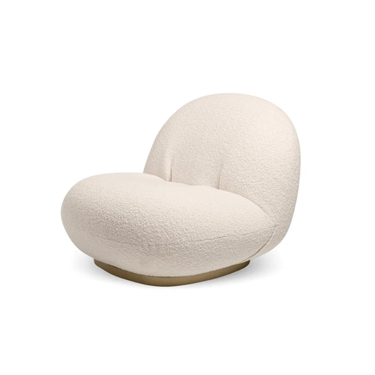 
China Wholesale Eco-Friendly Indoor Public Lamb Wool Italian Curved Single Modern Sofa Chair Without Armrest 