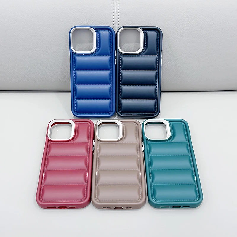 3D Puffer Stitch Puffy Soft Touch Silicone Sports-Designed Shockproof Protective Mobile Case iPhone 15 Pro Max Plus TPU Phone
