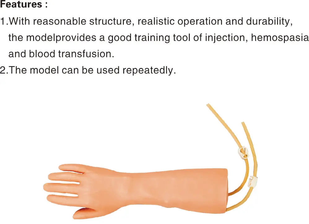 Medical sience Injectable Training Arm Model, Vein Injection Practice Multi-Functional IV Training Arm Model