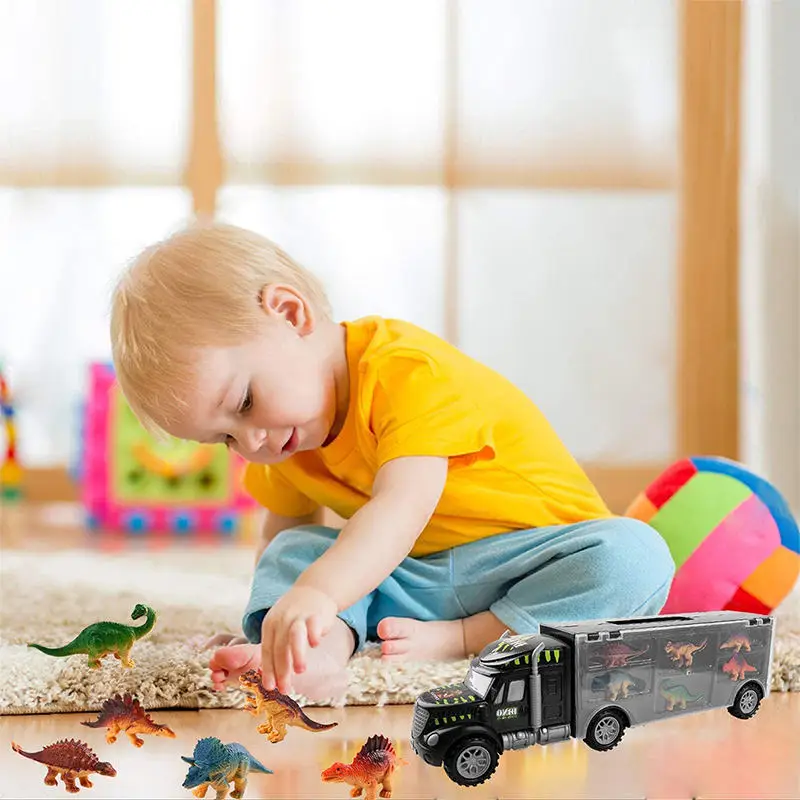 2024 Wholesale Cheap Plastic Animals Military Vehicle Toys Pretend Play Dinosaur Carrier Truck Vehicle With Dinosaur Figures