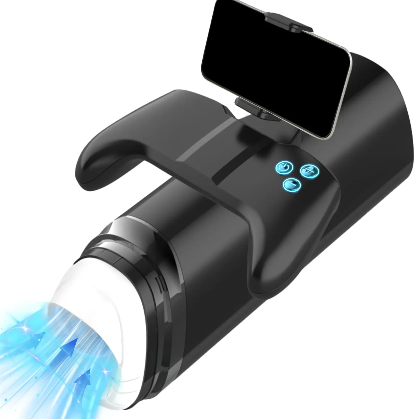 Handle Control Penis Stroker Masturbation Machine Men Thrusting Vibrating Heating Male Masturbation Cup with Mobile Phone Holder