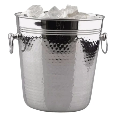 Large Ice Bucket Hammered Design Stainless Steel Ice Bucket Standard Quality Metal Beer Container Wine Champagne Cooler