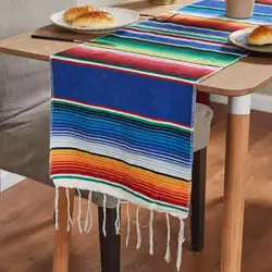 Custom Mexican Table Runner Mexican Serape Blanket Fabric Serape Theme Runners for Fiesta Party Decoration