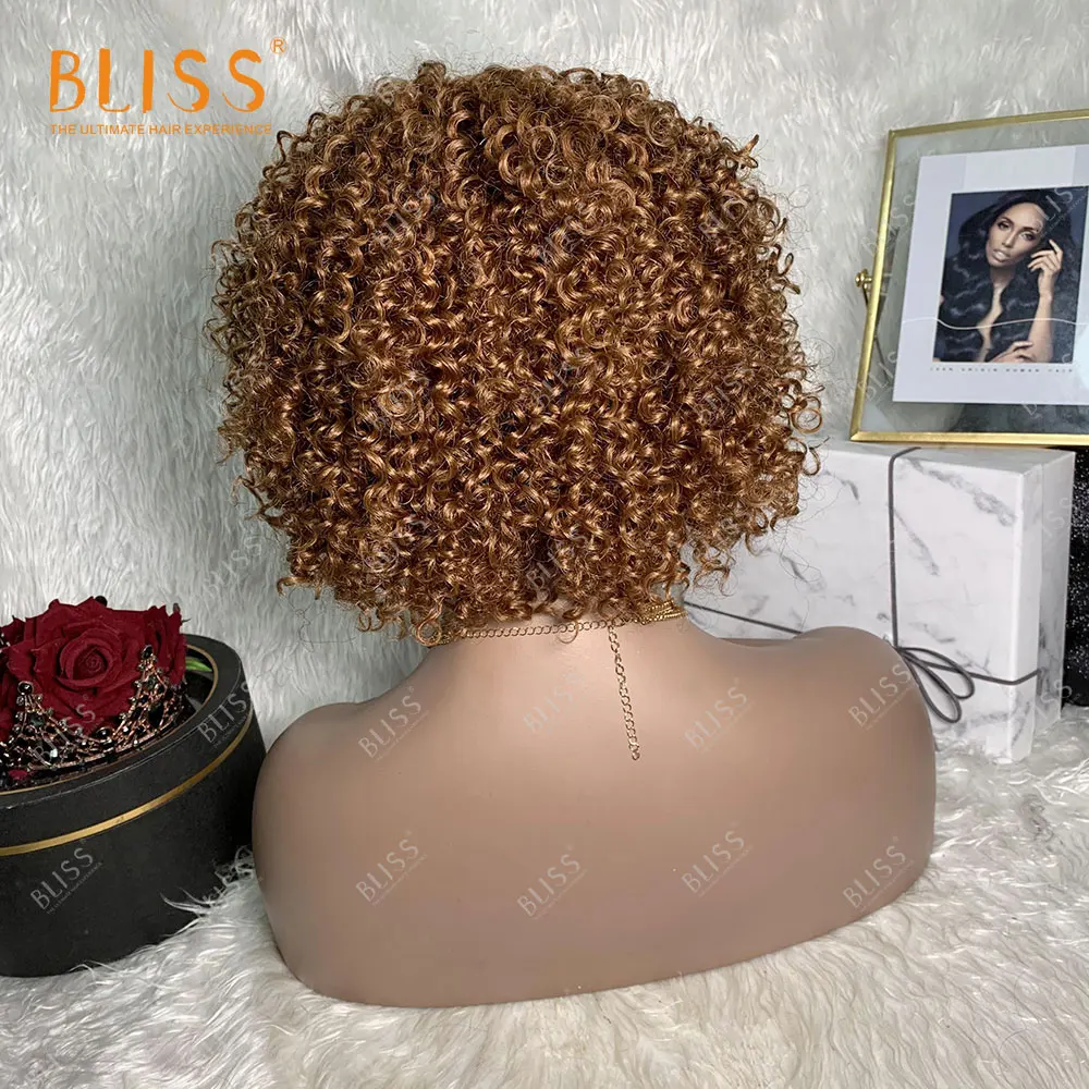 Bliss Emerald Pixie Cut Short Curly Fluffy Human Hair Wig Italian Curly 30# Color Wig Mongolian Kinky Curly Wig For Black Women