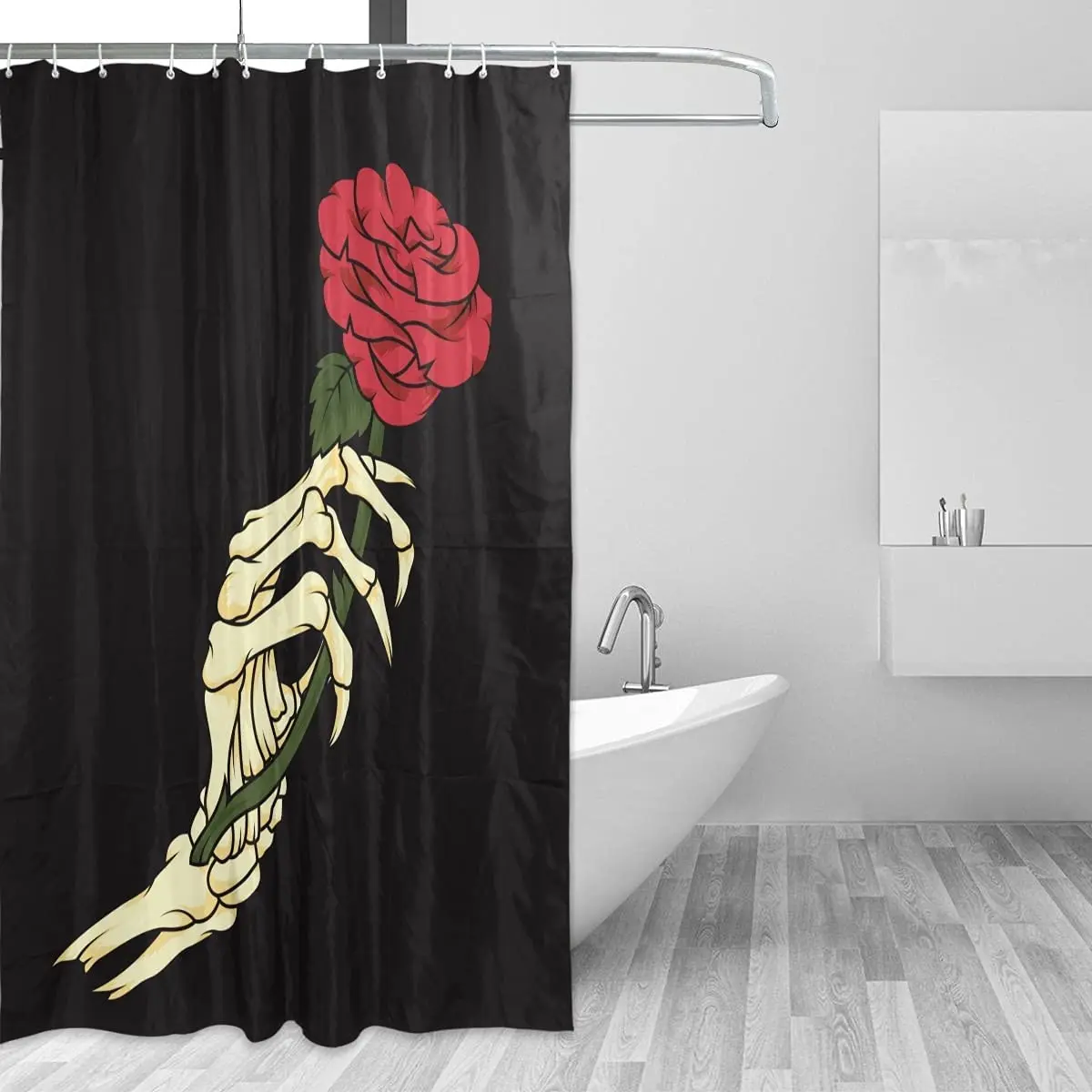 
Wholesale custom pattern Shower Curtain for Bathroom Heart Black Cloth Fabric Curtain Bathroom Decor Set with Hooks 