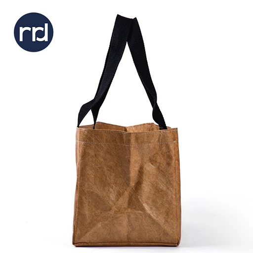 RR Donnelley Wholesale Reusable Custom Logo Waterproof Washable Plain Brown Kraft Dupont Tyvek Paper Packaging Shopping Bags