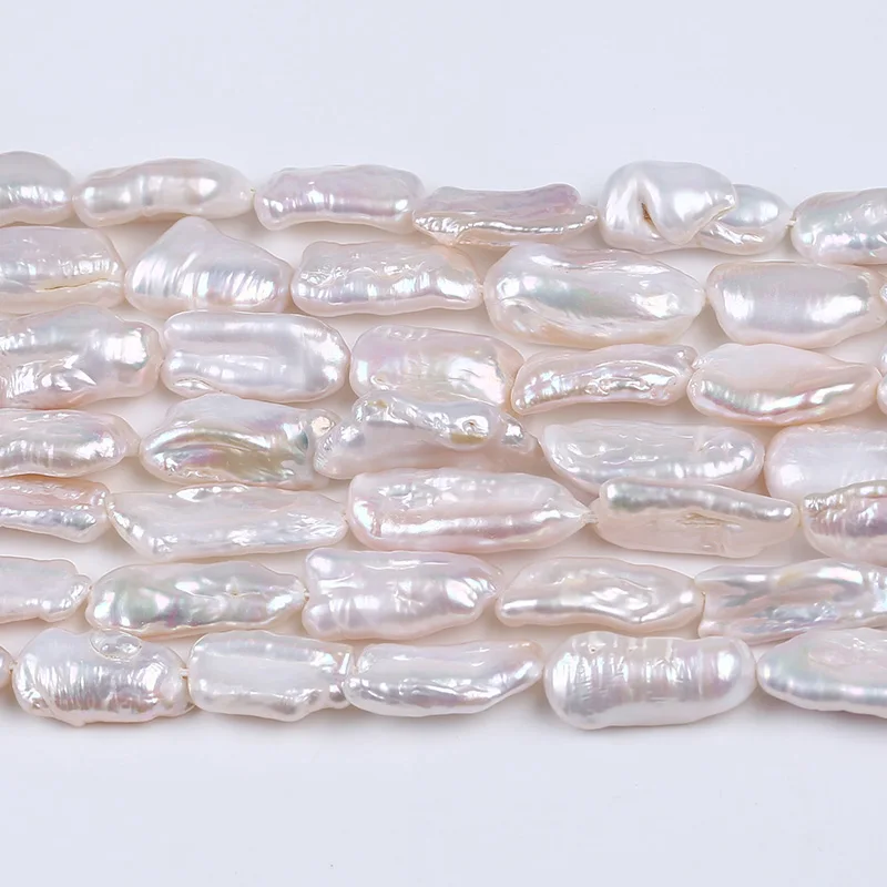 9x18mm White Color Natural Loose Beads Real Freshwater Biwa Pearl Strand
