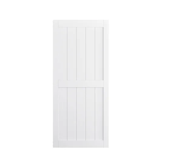 Finished Composite Interior Sliding Doors DIY Assembly H Style White Wooden Barn Door Slab with Hardware Kit
