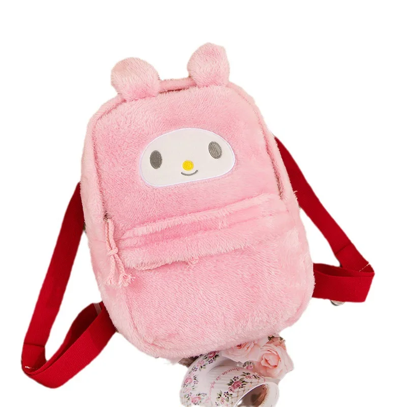 Korean version of ins cute furry large capacity backpack 2024 new cartoon street candy colored plush backpack