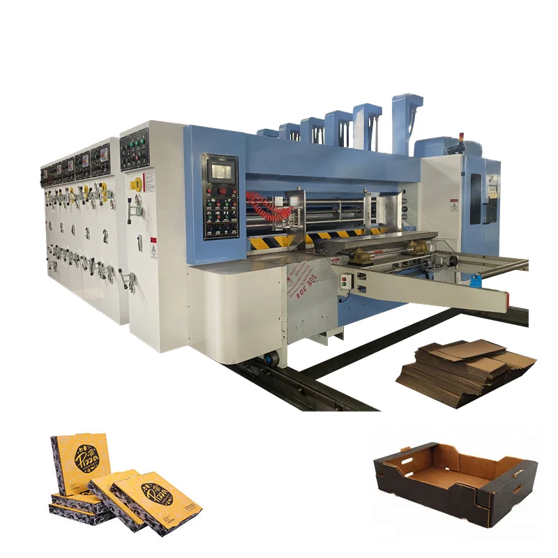 flexo printing machine 4 color carton pizza packaging machine carton slotter machine