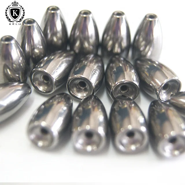 FW-FL-A008 environmental tungsten worm sinker 1/2oz 14g Flipping weight silver high polish Tungsten Fishing Weights
