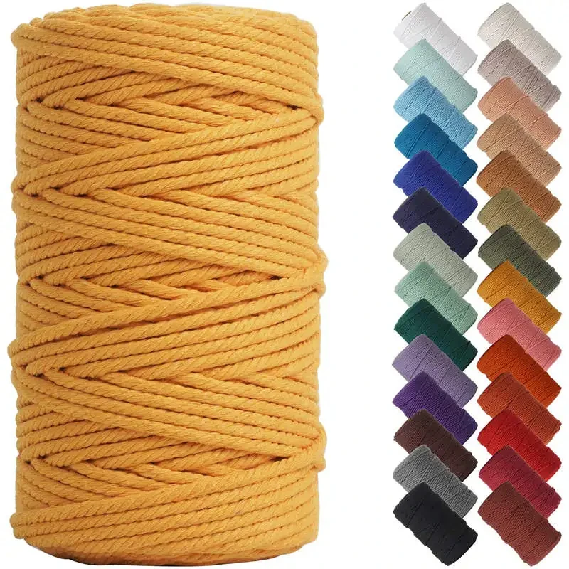 Cord Solid Colorful Twine Macrame Cotton Rope String Thread Handmade Craft Accessories DIY Basketry Braids