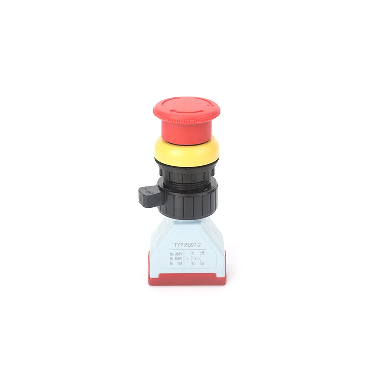
Round led emergency stop 12 mm latch (self locking) plastic normally closed switch push button 