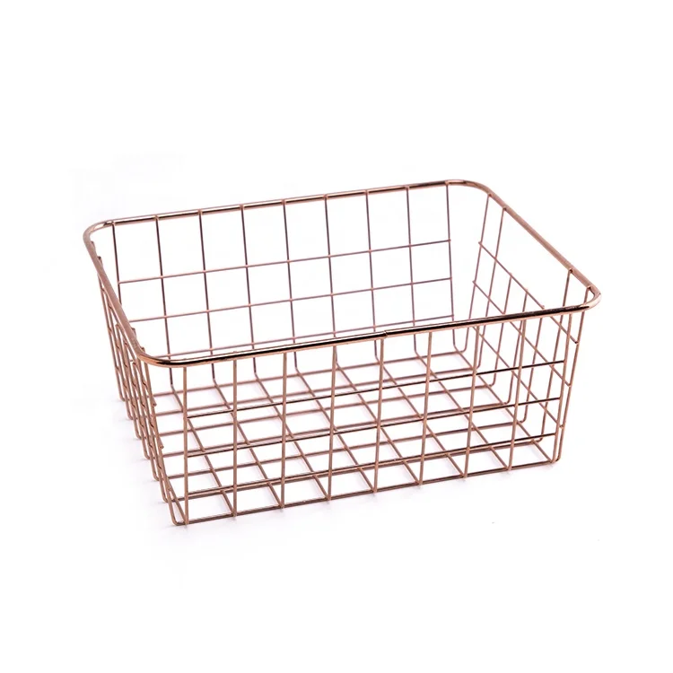 iron metal kitchen home bathroom art storage wire mesh basket multifunctional decorative basket