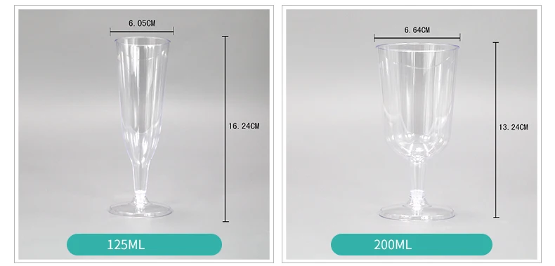 Plastic wine glass disposable PS champagne flute disposable plastic cup for wholesale