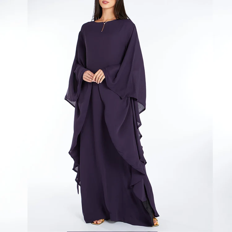 Kleid традиционная мусульманская одежда и аксессуары на заказ 2024 оборками Дубай шифоновое модное Макси абайя женское мусульманское платье