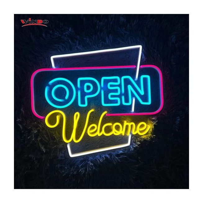 Winbo Shop Name Outdoor Logo Custom Led Neon Sign Light Wall Decor Open Neon Sign