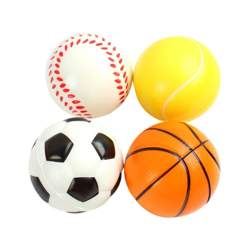 6.3cm solid stress ball Football basketball pu Foam pressure fidget toy pressure relieve sponge tennis squeeze ball Squishy Toys